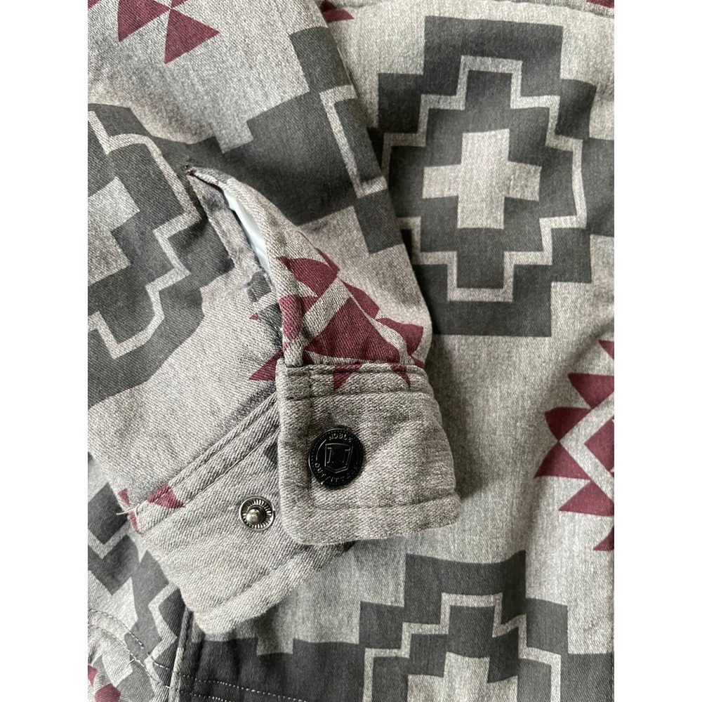 Noble Outfitters Womens XXL Hooded Flannel Jacket Grey Southwestern Aztec Lined - Picture 8 of 16